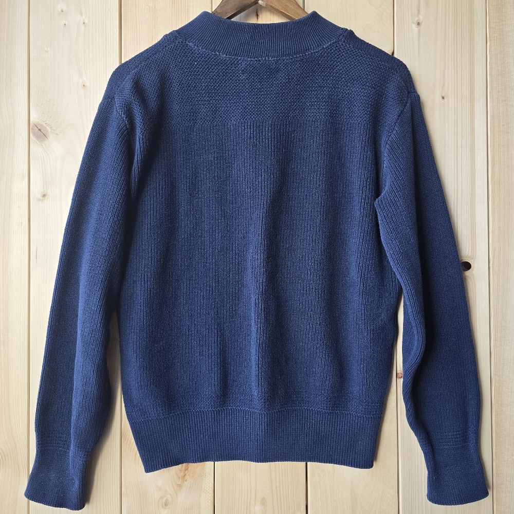 Vintage LL Bean Navy Blue Cotton Knit Button Sweater Womens Medium - Picture 7 of 10